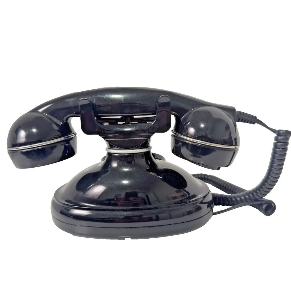 Black Retro Table Top Phone Vintage Telephone Redial and Flash Button Vintage